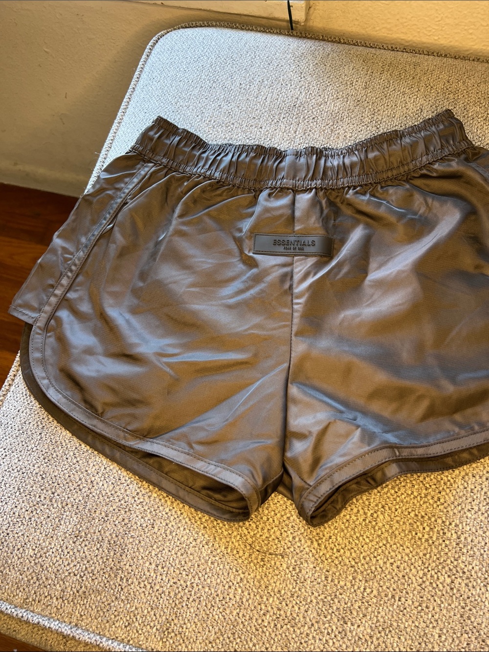 ESSENTIALS Women's Brown Athletic Shorts with Elastic Waist